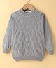 Noddy Cotton Lycra Knit Full Sleeves Geometric Designed Sweater - Grey Melange