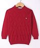 Noddy Cotton Lycra Knit Full Sleeves Geometric Designed Sweater - Red