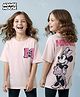 Pine Kids Disney Single Jersey Knit Drop Shoulder Half Sleeves T-Shirt with Minnie Mouse Graphics - Pink