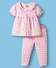 ToffyHouse Sinker Knit Half Sleevs Co-ords Night Suit With Bees Print - Baby Pink