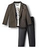 Rikidoos Full Sleeves Textured Blazer With Typography Printed Tee & Pant Set - Olive & Black
