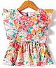 Kookie Kids Woven Frill Sleeves Peplum Top with Floral Print - Multicolor