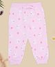 Pantaloons Baby Cotton Knit Floral & Bunnies Printed Joggers - Lilac Snow