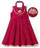 EARTHY TOUCH Georgette Wovem Sleeveless Ethinc Dress With Embroidery & Stripes - Maroon