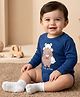 Babyoye 100% Cotton Interlock Knit Full Sleeves Onesies With Animal Print - Blue