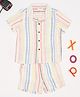 Pantaloons Baby 100% Cotton Woven Half Sleeves Striped Shirt & Coordinating Shorts Set - Bright White