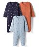 I Bears Interlock Knit Full Sleeves Suits with Space Theme Print Pack of 3 - Light Blue Navy Blue & Brown