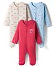 I Bears Interlock Knit Full Sleeves Sleep Suit with Vehicle Print Pack of 3 - Red Light Blue & Cream
