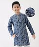 Pine Kids Cotton Woven Full Sleeves Printed Kurta - Blue