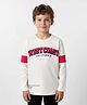 Primo Gino 100% Cotton Knit Full Sleeves T-Shirt With Chest And Back West Coast Text Print- Offwhite