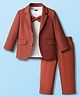 Robo Fry Cotton Woven Full Sleeves Solid Color Party Blazer & Trouser Set with Inner Tee & Bow Applique - Rust Orange