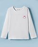 Kookie Kids Single Jersey Knit Full Sleeves Round Neck T-Shirt with Smiley Print - White