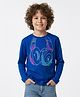 Primo Gino 100% Cotton Knit Full Sleeves T-Shirt With Headphones Print - Navy Blue