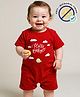 COCOON ORGANICS 100% Cotton Knit Half Sleeves Hello Baby Text Printed Anti Microbial Romper - Red