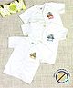 COCOON ORGANICS 100% Cotton Knit Pack Of 3 Half Sleeves Crocodile & Car Printed Anti Microbial Jhablas - White
