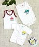 COCOON ORGANICS 100% Cotton Knit Pack Of 3 Half Sleeves Vehicles Printed Anti Microbial Jhabla Onesie & Vest Set - White
