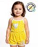 COCOON ORGANICS 100% Cotton Knit Sleeveless Polka Dot & Baby Animals Printed Stretchable Anti Microabial Top With Coordinating Shorts Set - Yellow