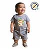 COCOON ORGANICS 100% Cotton Knit Half Sleeves Baby Tiger Printed Anit Microbial Romper - Grey Melange