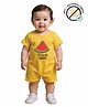 COCOON ORGANICS 100% Cotton Knit Half Sleeves Beach Days Text Printed Anti Microbial Romper - Yellow