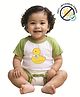 COCOON ORGANICS 100% Cotton Knit Half Raglan Sleeves Duck Printed Stretchable & Anti Microbial Onesie - White