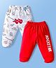 Doodle Poodle Interlock Knit Full Length Bootie Leggings With Text Print Pack Of 2 - Red & White