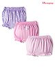 Honeyhap Premium 100% Cotton Knit with Bio Finish Bloomers with Stripe & Bow Print Pack of 3 - Lilac Sachet Bright White & Pastel Lilac