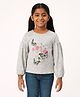 JusCubs Cotton Knit Full Sleeves Floral Printed Tee - Grey