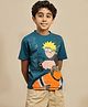 Kidsville Cotton Knit Naruto Featuring Half Sleeves Character Printed Tee - Blue