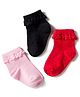 Cute Walk by Babyhug Knit Ankle Length Socks with 3D Lace Detailing Pack of 3 - Multicolor