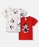 Nautinati Cotton Knit Pack Of 2 Disney Cinderella Featuring Half Sleeves Character Printed Tees - White & Red