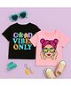 Luke and Lilly Cotton Knit Pack Of 2 Half Sleeves Cute Girl & Good Vibes Only Text Printed Tees - Black & Pink