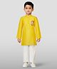 JBN Creation Cotton Woven Ganesh Chaturthi Theme Full Sleeves Lord Ganesha Printed Kurta Pyjama Set - Yellow