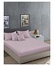 Klotthe Solid 400 TC Satin Fitted Super King Double Bedsheet with 2 Pillow Covers & 2 Cushion Covers - Light Pink