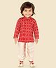 little desi Cotton Woven Full Sleeves Bandhani Designed Kurta Dhoti Set - Red