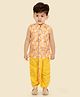 little desi Jacquard Woven Sleeveless Paisleys Printed Dhoti Kurta Set - Gold
