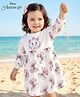 Bonfino Disney Terry Knit Full Sleeves Frock with Mari Graphic & Badge Detailing - White