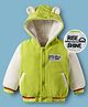 Mark & Mia Full Sleeves Hooded Fur Winter Jacket with Ear Applique Kangaroo Pocket & Text Print - Light Green