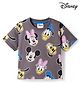 Bonfino Disney Single Jersey Knit Oversized Drop Shoulder Half Sleeves T-Shirt with Minnie & Friends - Grey