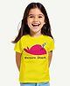 Guugly Wuugly Cotton Knit Half Sleeves Unicorn Shark Printed Tee - Bright Yellow