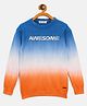 JWAAQ Cotton Knit Full Sleeves Awesome Text Puff Designed Ombre Sweater - Orange