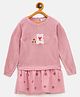 JWAAQ Cotton Knit Full Sleeves Teddy Patch Detailed  Sweater Dress - Pink
