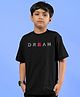 WEARDUDS Cotton Knit Half Sleeves Dream Text Printed Oversized Tee - Black