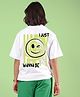 WEARDUDS Cotton Knit Half Sleeves I Just Wanna Be Happy Text Printed - White
