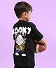 WEARDUDS Cotton Knit Half Sleeves Cool Kitty Printed Tee - Black