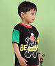 WEARDUDS Cotton Knit Half Sleeves Teddy Bear Printed Tee - Black