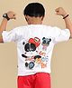 WEARDUDS Cotton Knit Half Sleeves Baby Panda Back Printed Tee - White