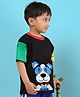 WEARDUDS Cotton Knit Half Sleeves Puppy Printed Tee - Black