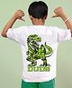 WEARDUDS Cotton Knit Half Sleeves Dinosaur Back Printed Tee - White