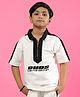 WEARDUDS Cotton Knit Half Sleeves Typography Printed Polo Tee - Off White