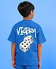 WEARDUDS Cotton Knit Half Sleeves Victory Text Back Printed Tee - Royal Blue